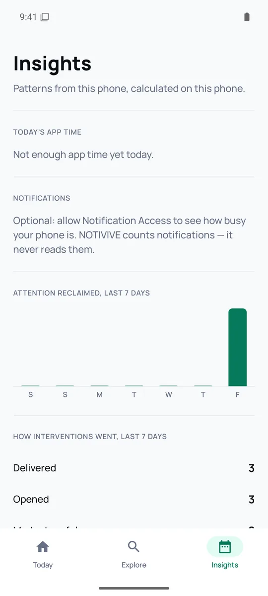 Insights: patterns calculated on this phone.